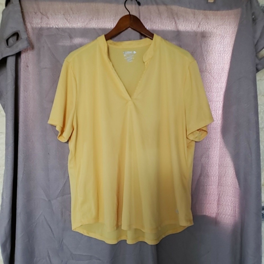 Reel Legends Shirt Mens 2XL Yellow Short Sleeve Mesh Freeline Fishing Tee Top